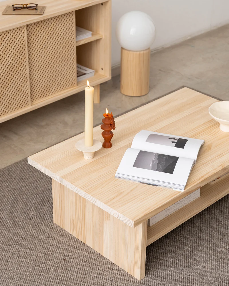 Binibeca - Rectangular coffee table in wood 100 cm