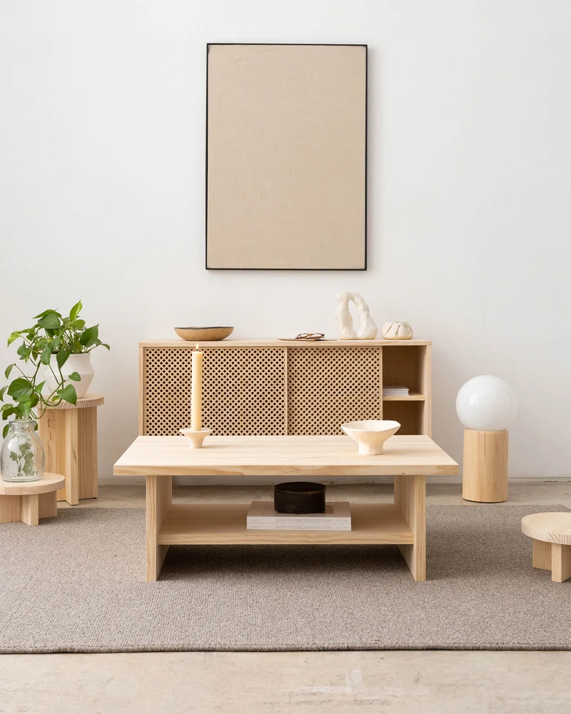Binibeca - Rectangular coffee table in wood 100 cm