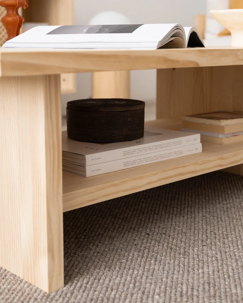 Binibeca - Rectangular coffee table in wood 100 cm