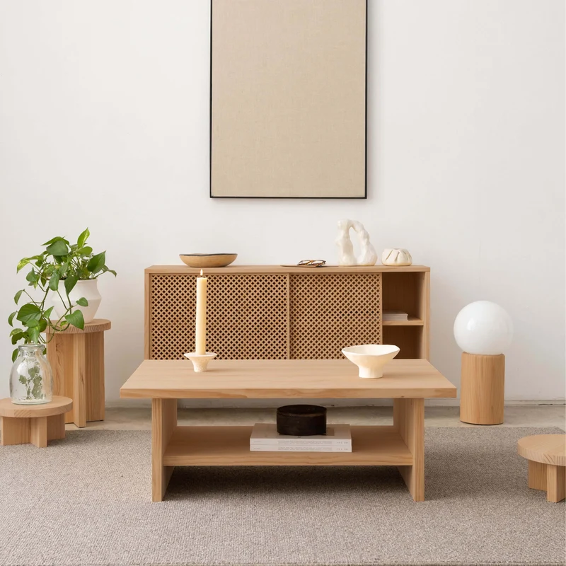 Binibeca - Rectangular coffee table in wood 100 cm