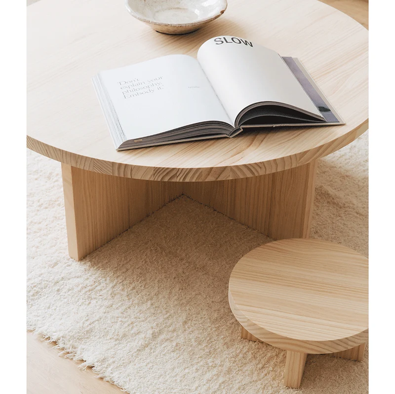 Turqueta - Round coffee table in solid wood 85 cm