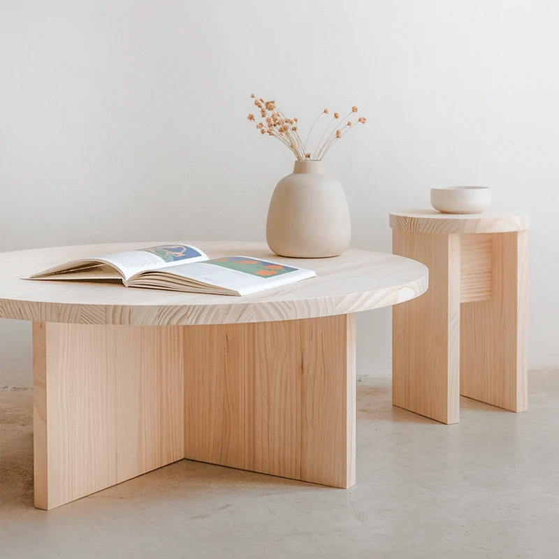 Turqueta - Round coffee table in solid wood 85 cm