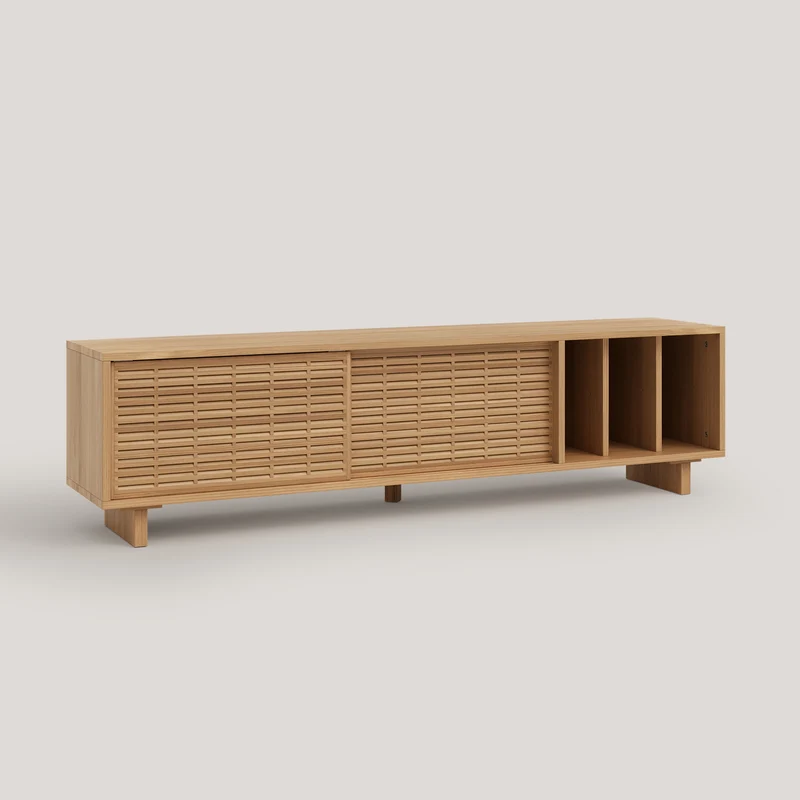 Gavina TV stand of pine with 2 mallorquina doors 170 cm