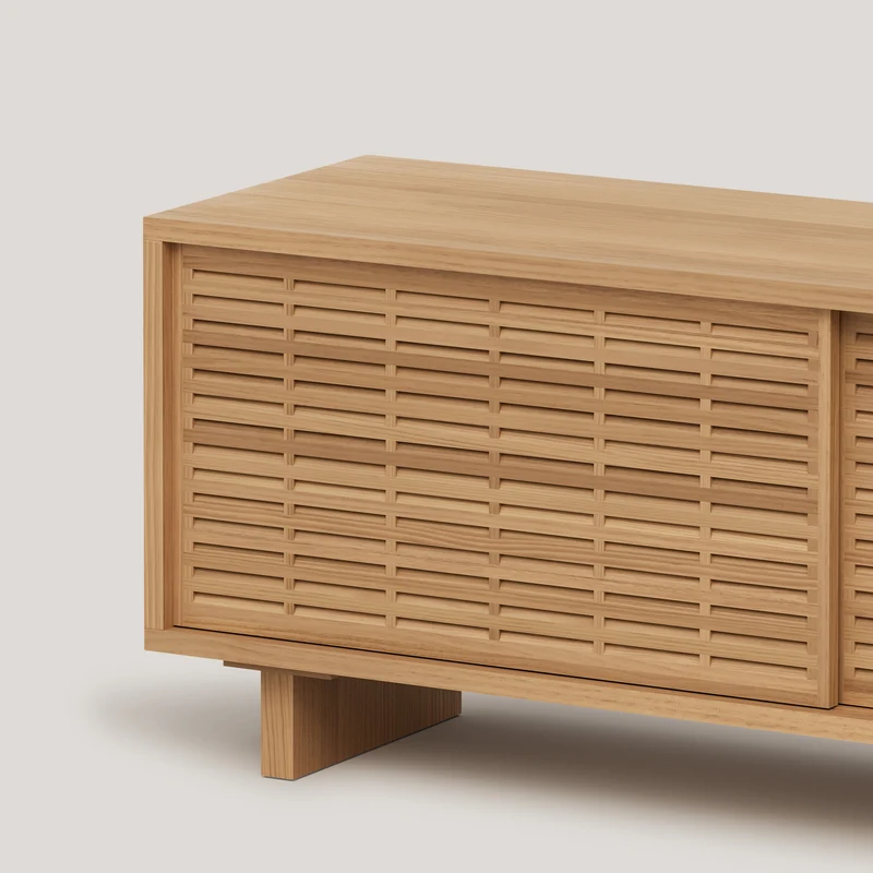 Galera TV stand of pine with 2 mallorquina doors 150 cm