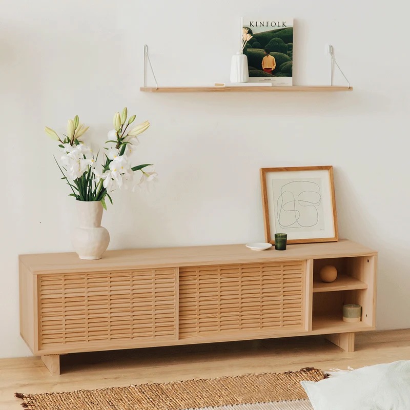 Galera TV stand of pine with 2 mallorquina doors 150 cm