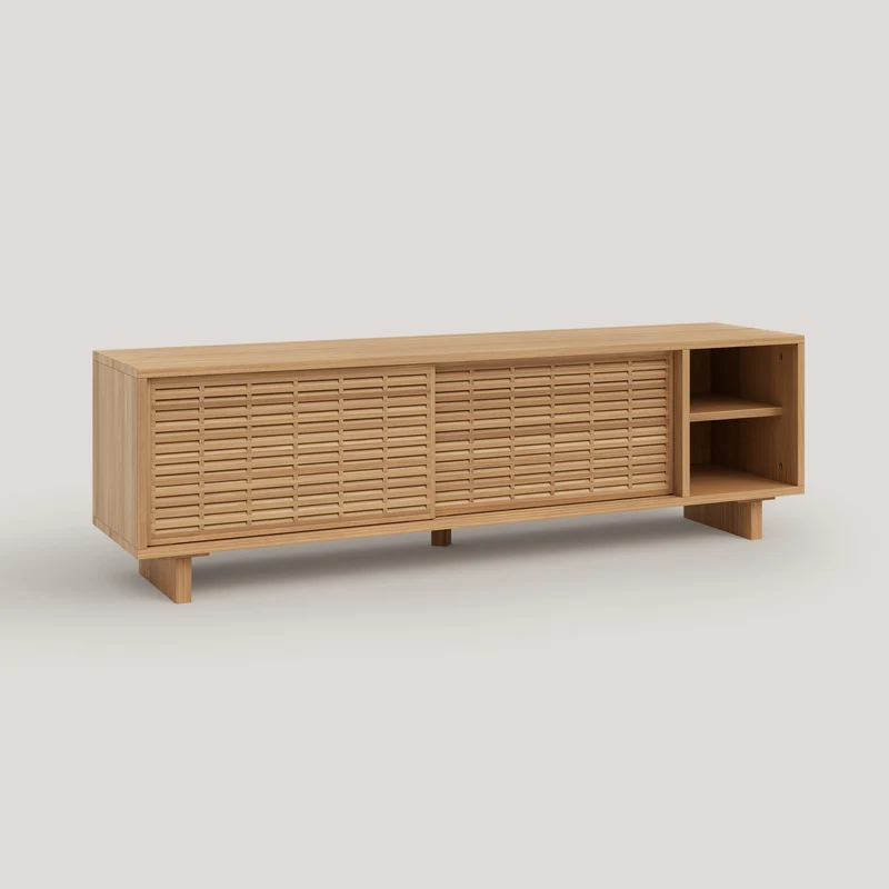 Galera TV stand of pine with 2 mallorquina doors 150 cm