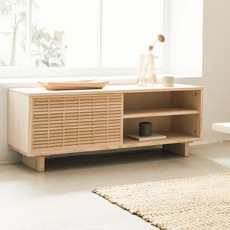 Moraira TV stand of pine with 2 mallorquina doors 120 cm