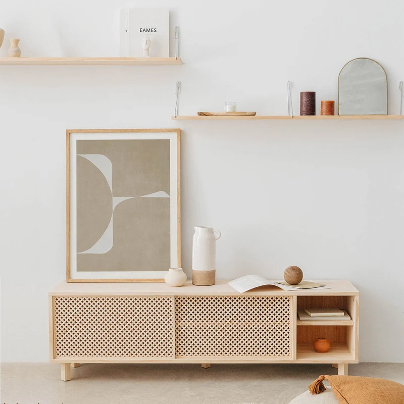 Mora TV stand of pine with 2 lattice doors 150 cm