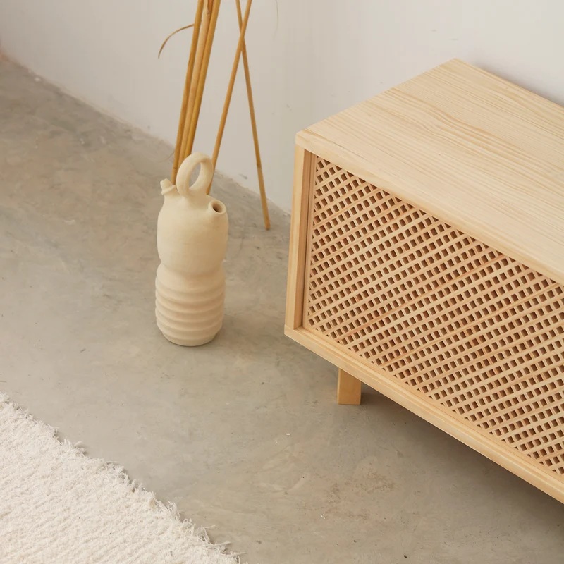 Mora TV stand of pine with 2 lattice doors 150 cm