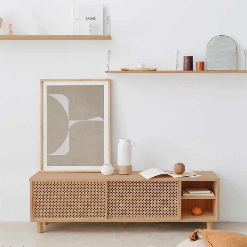 Mora TV stand of pine with 2 lattice doors 150 cm