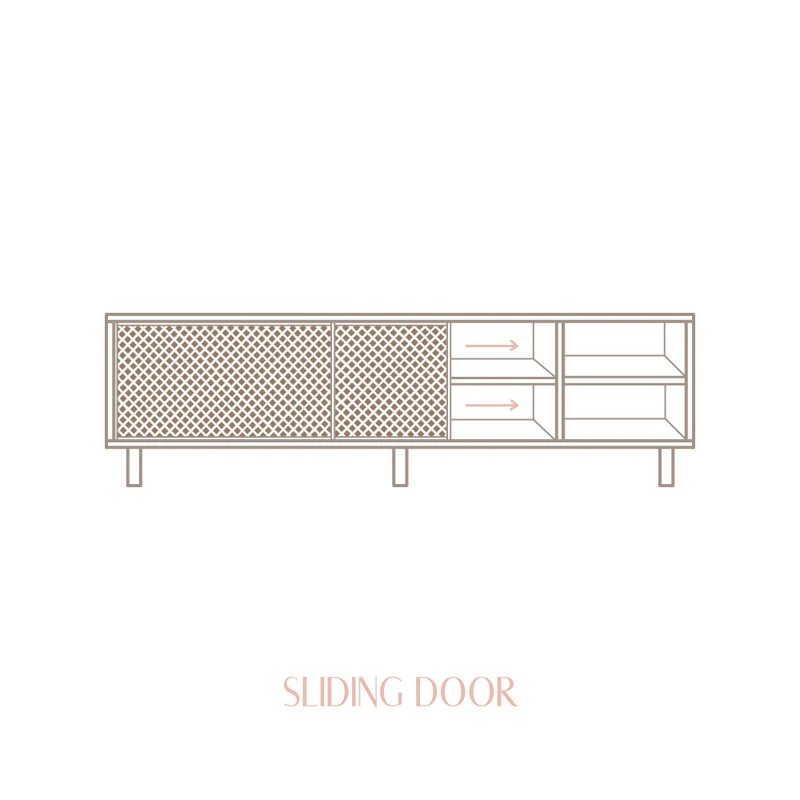 Mora TV stand of pine with 2 lattice doors 150 cm