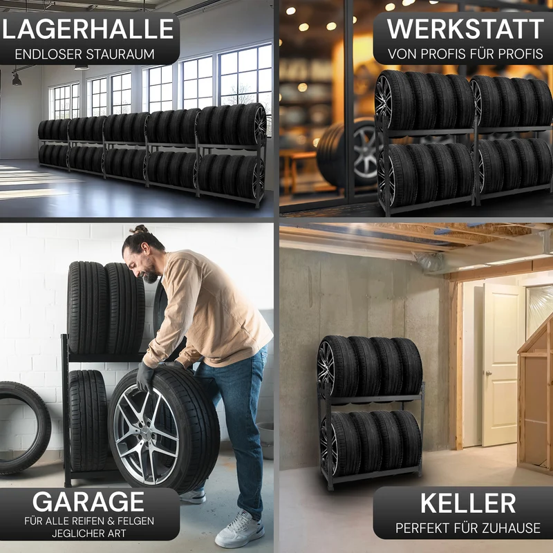 ALLSHELF Reifenregal-Set für 8 Reifen