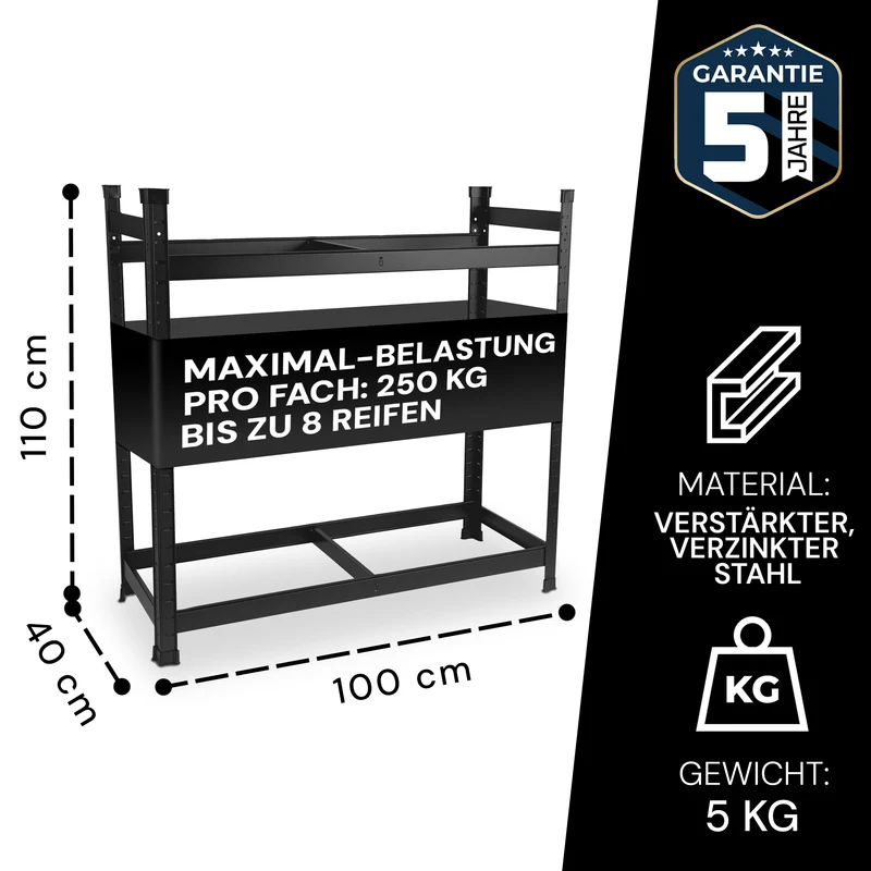 ALLSHELF Reifenregal-Set für 8 Reifen