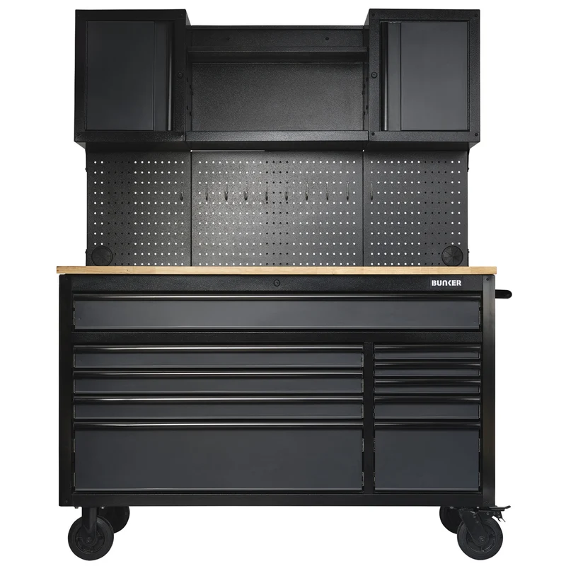 BUNKER 10 Drawer Roller Workstation with Workbench, 56"
