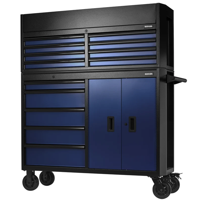 BUNKER 13 Drawer Combined Roller Cabinet and Tool Chest, 52", Blue