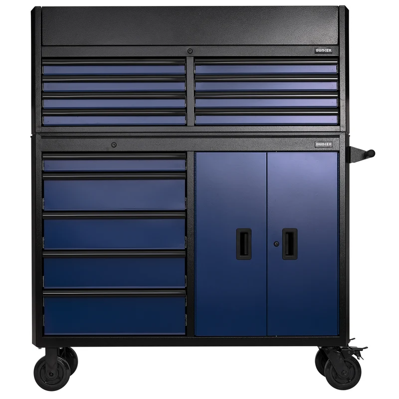 BUNKER 13 Drawer Combined Roller Cabinet and Tool Chest, 52", Blue