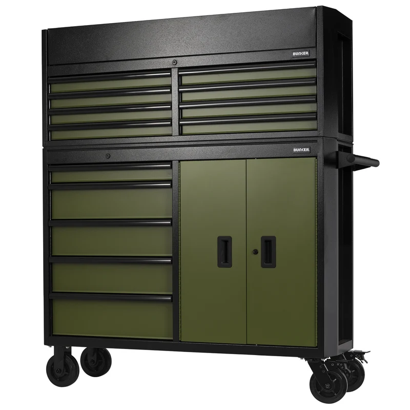 BUNKER 13 Drawer Combined Roller Cabinet and Tool Chest, 52", Blue