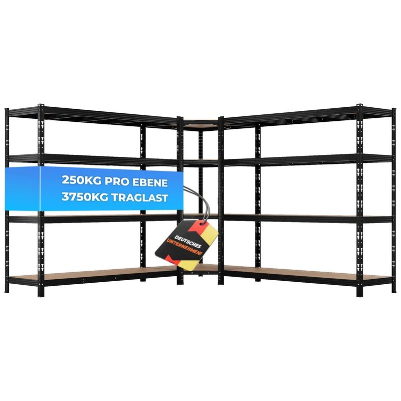 ALLSHELF Eckregal 2x 180x180x60cm + 1x 180x90x60cm