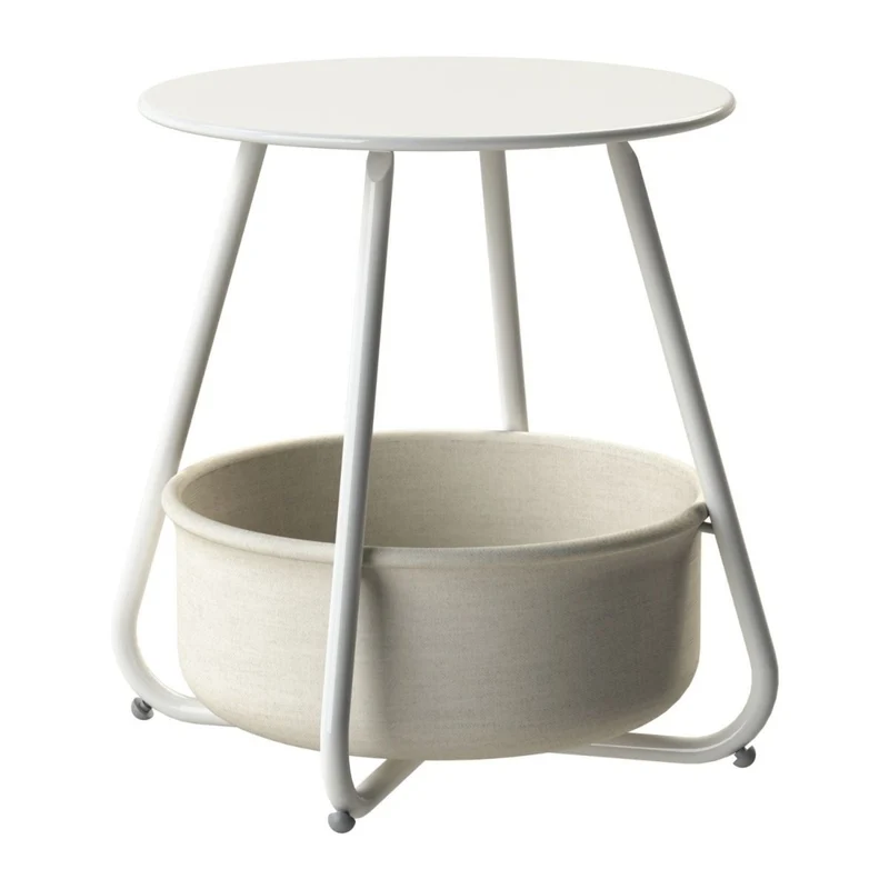 B-Ware Beistelltisch Kosi mit Canvas Korb - Metallgestell mit Stoffkorb