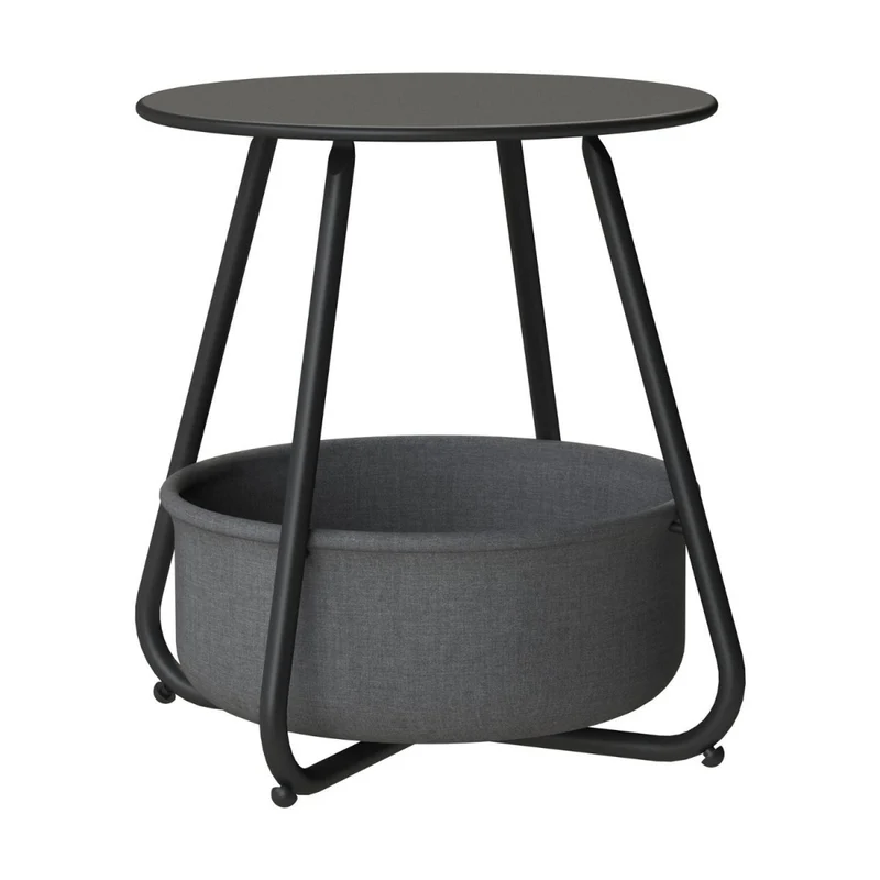 B-Ware Beistelltisch Kosi mit Canvas Korb - Metallgestell mit Stoffkorb