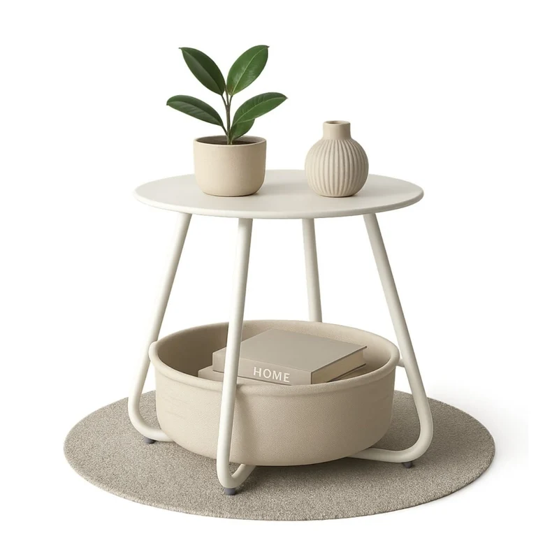 B-Ware Beistelltisch Kosi mit Canvas Korb - Metallgestell mit Stoffkorb