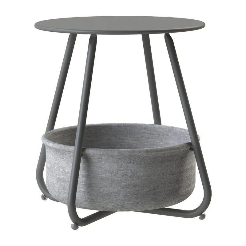 B-Ware Beistelltisch Kosi mit Canvas Korb - Metallgestell mit Stoffkorb