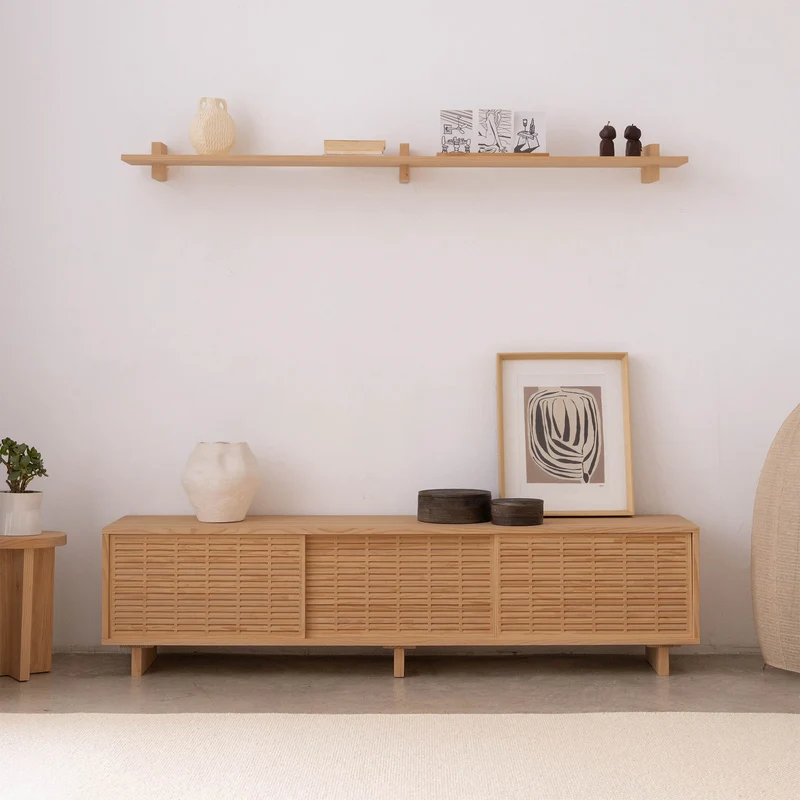 Mitjana TV stand of pine with 3 mallorquina doors 180 cm