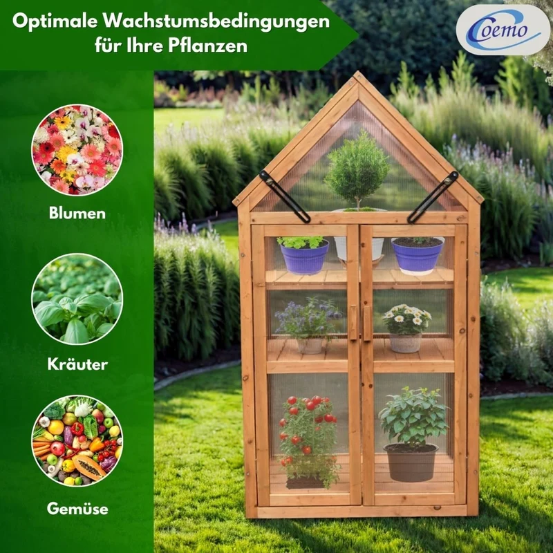 Coemo Gewächshaus Jan mit aufklappbaren Türen und Dach