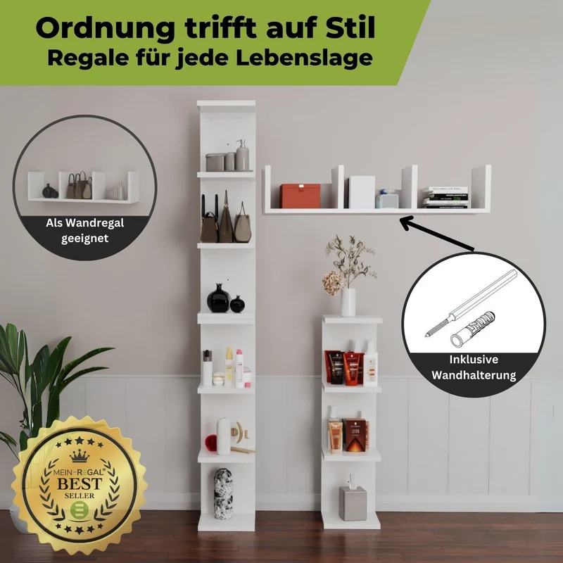 Mein-Regal Regal Diva freistehendes 6-stöckiges schmales Regal modernes Design