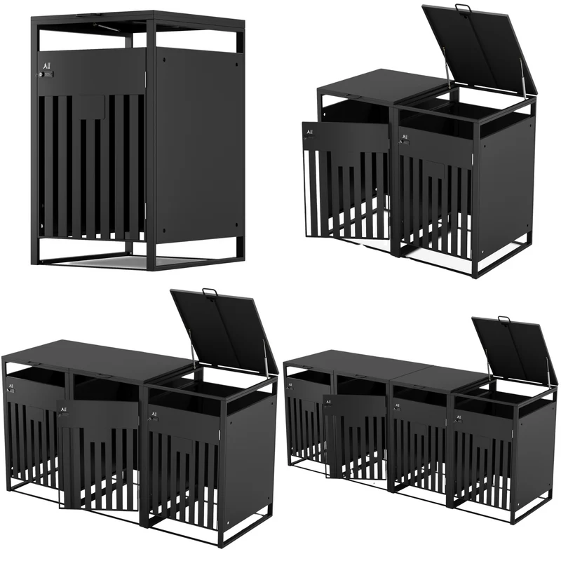 ALLSHELF Mülltonnenbox Metalldesign wetterfest & langlebig