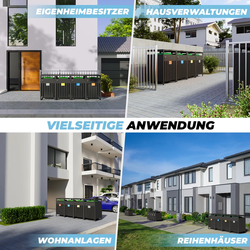 ALLSHELF Mülltonnenbox Metalldesign wetterfest & langlebig