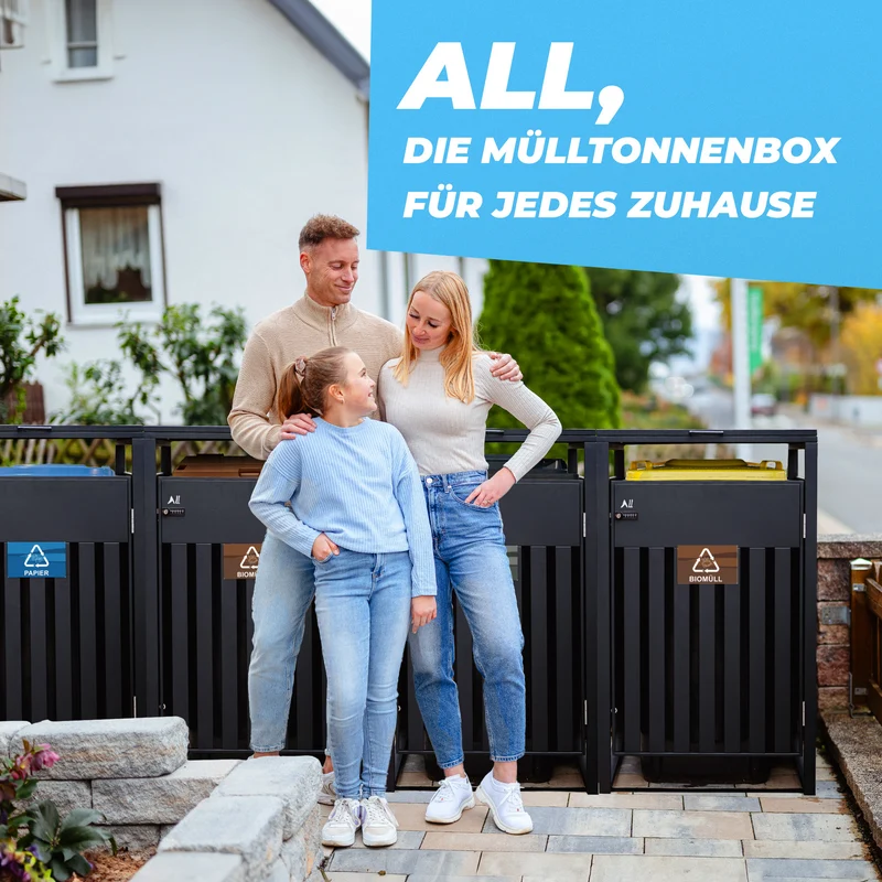 ALLSHELF Mülltonnenbox Metalldesign wetterfest & langlebig