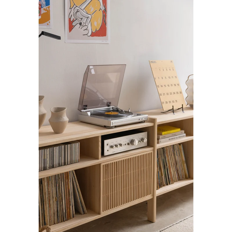 Mesquida medium sideboard in solid wood for vinyl records 2 doors 201 cm