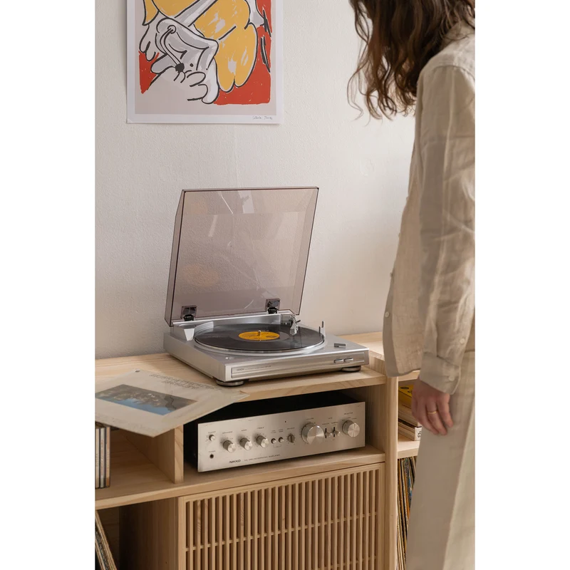 Mesquida medium sideboard in solid wood for vinyl records 2 doors 201 cm
