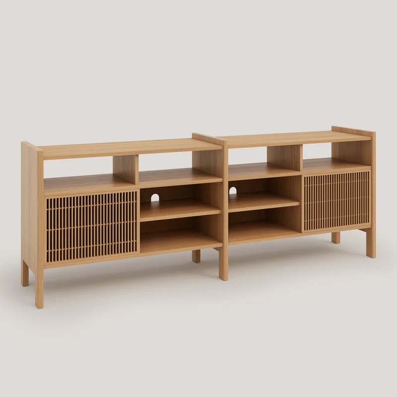Mesquida medium sideboard in solid wood for vinyl records 2 doors 201 cm