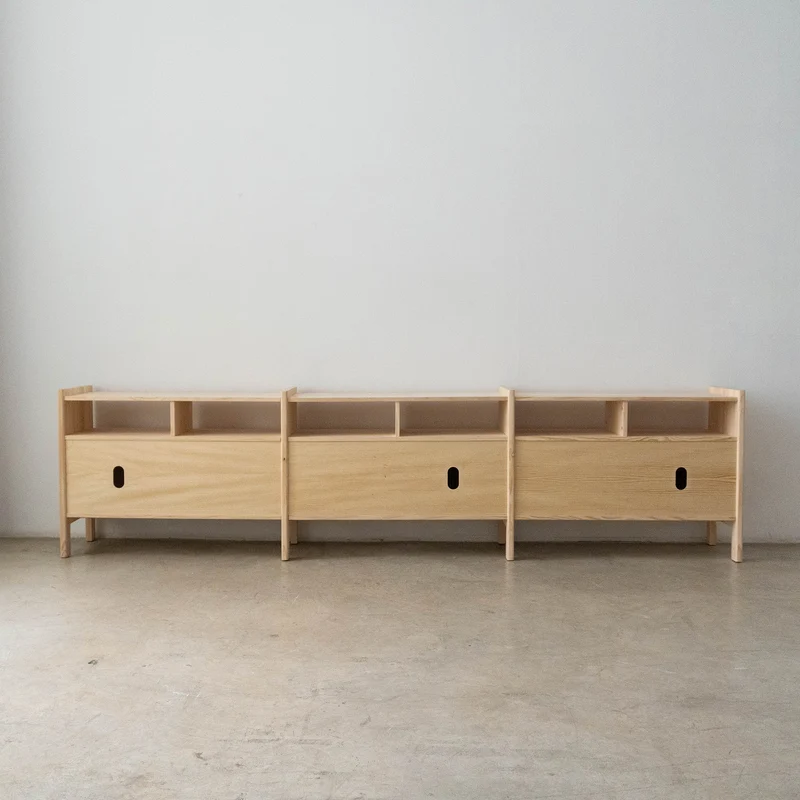 Mesquida large sideboard in solid wood for vinyl records 3 doors 301 cm