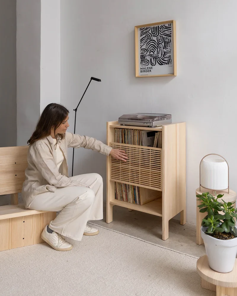 Baster solid wood sideboard for vinyl records 1 door 59 cm