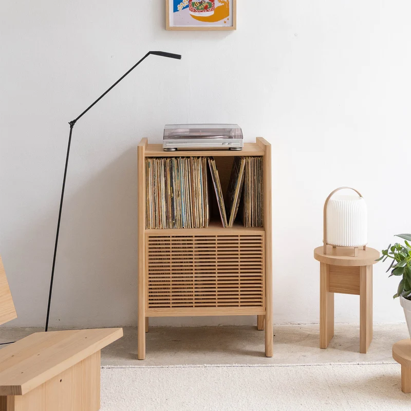 Baster solid wood sideboard for vinyl records 1 door 59 cm