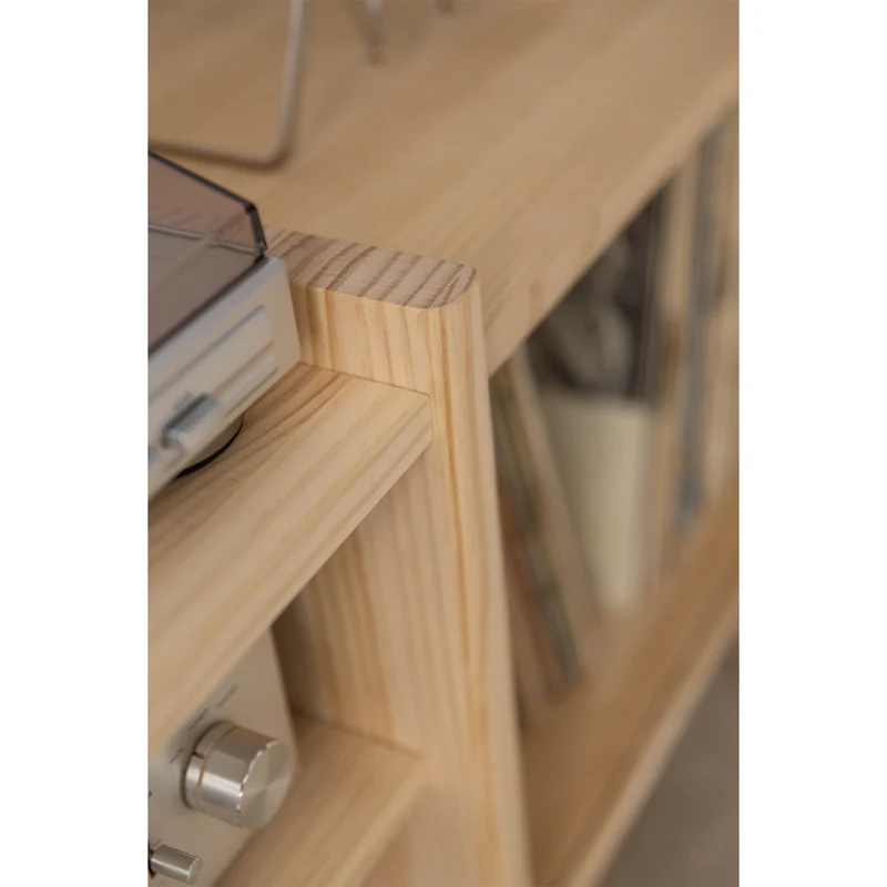 Large Mendia TV furniture in solid wood for vinyl records 3 doors 301 cm