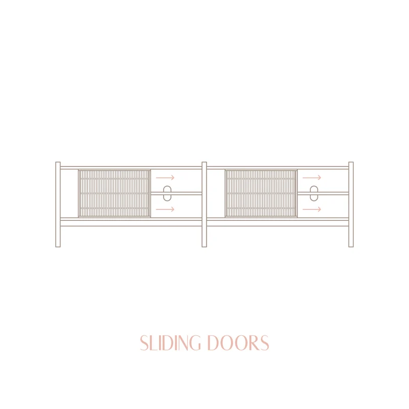 Medium Mendia TV furniture in solid wood for vinyl records 2 doors 201 cm