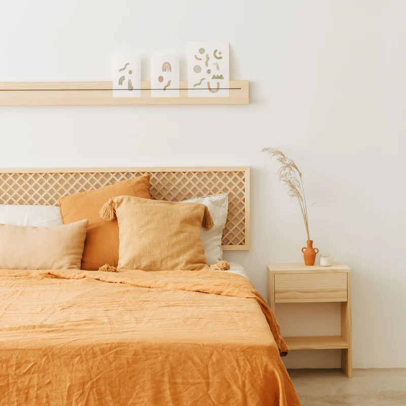Azahar natural wood headboard with lattice 150 cm, 165 cm and 180 cm