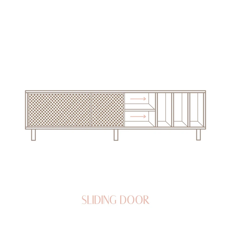Saura TV stand of pine with 2 lattice doors 170 cm