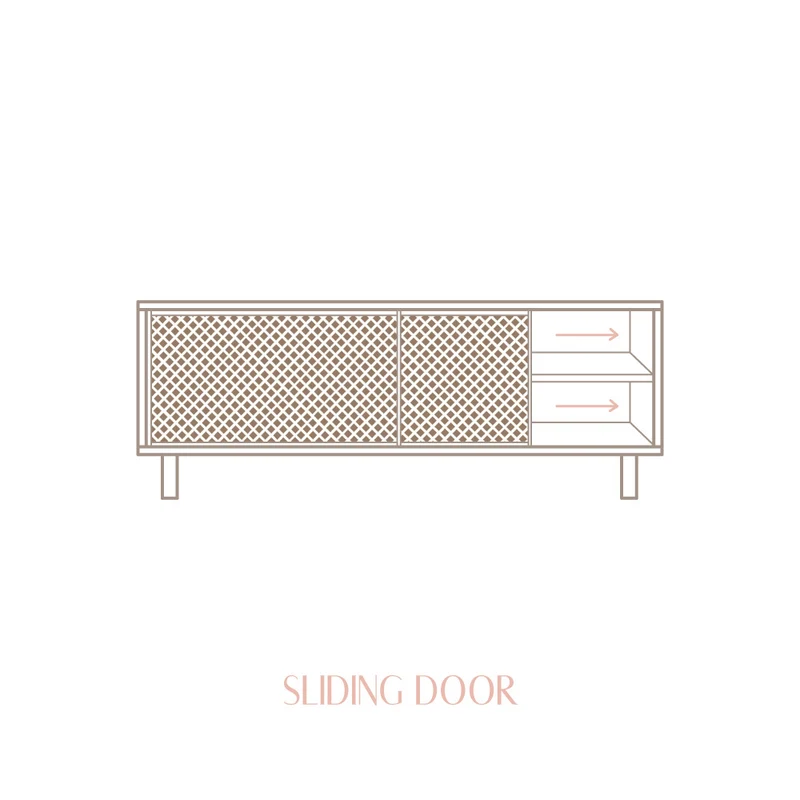 Pola TV stand of pine with 1 or 2 lattice doors 120 cm