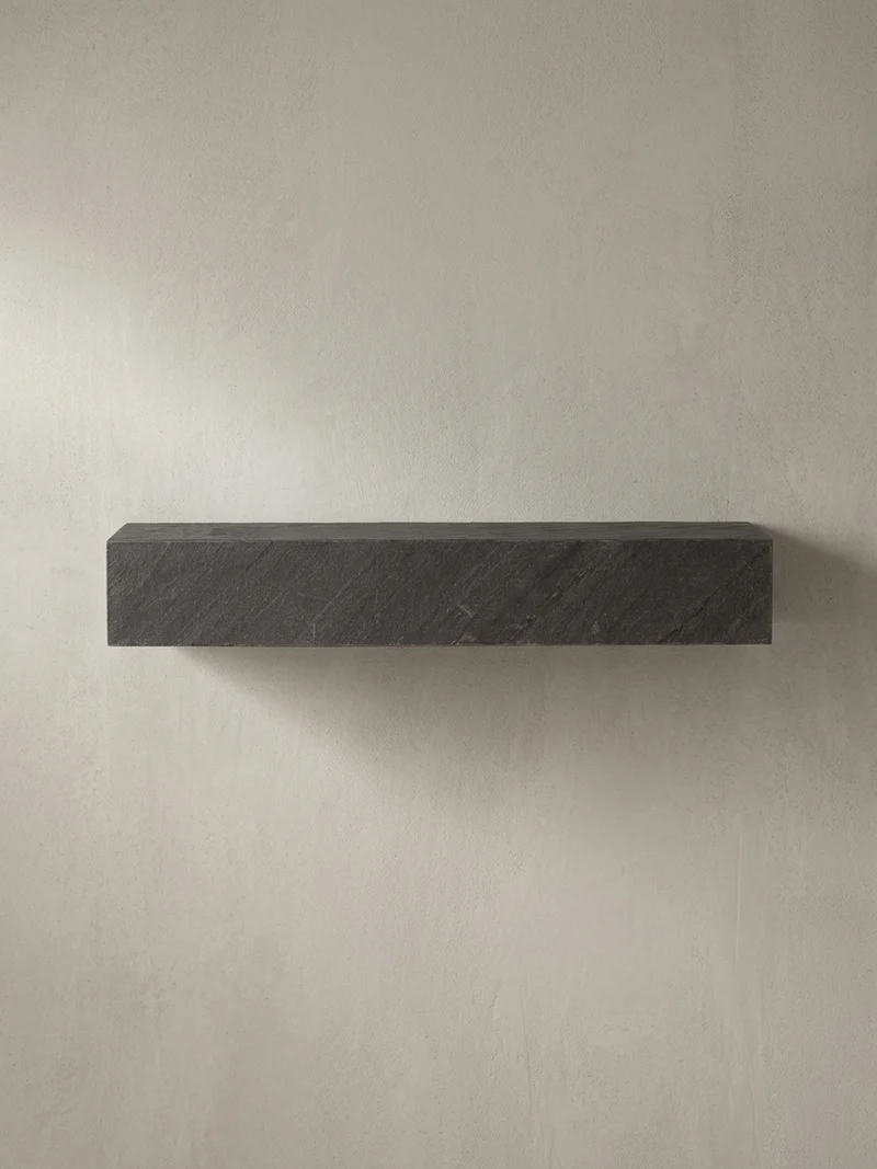 Wandregal Mango Massivholz Steinoptik Rechteckig Modern