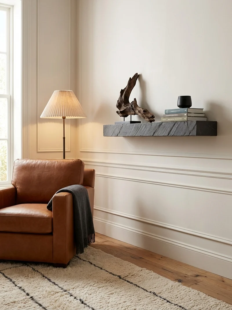 Wandregal Mango Massivholz Steinoptik Rechteckig Modern