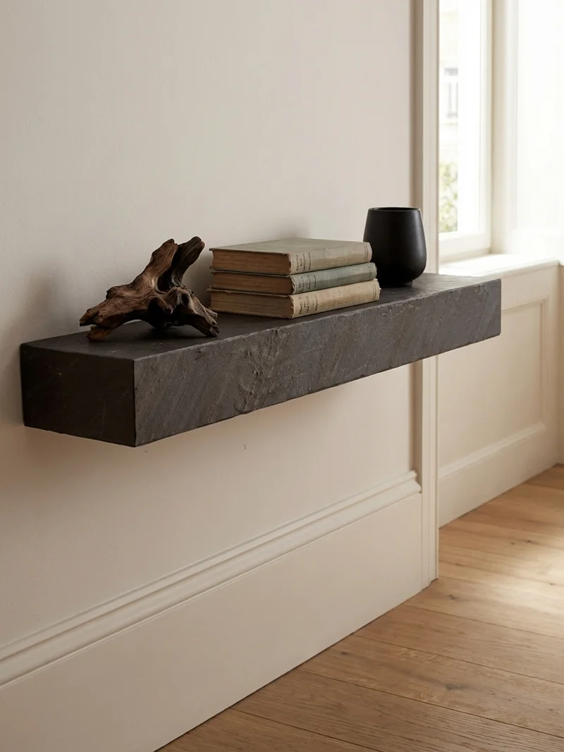 Wandregal Mango Massivholz Steinoptik Rechteckig Modern