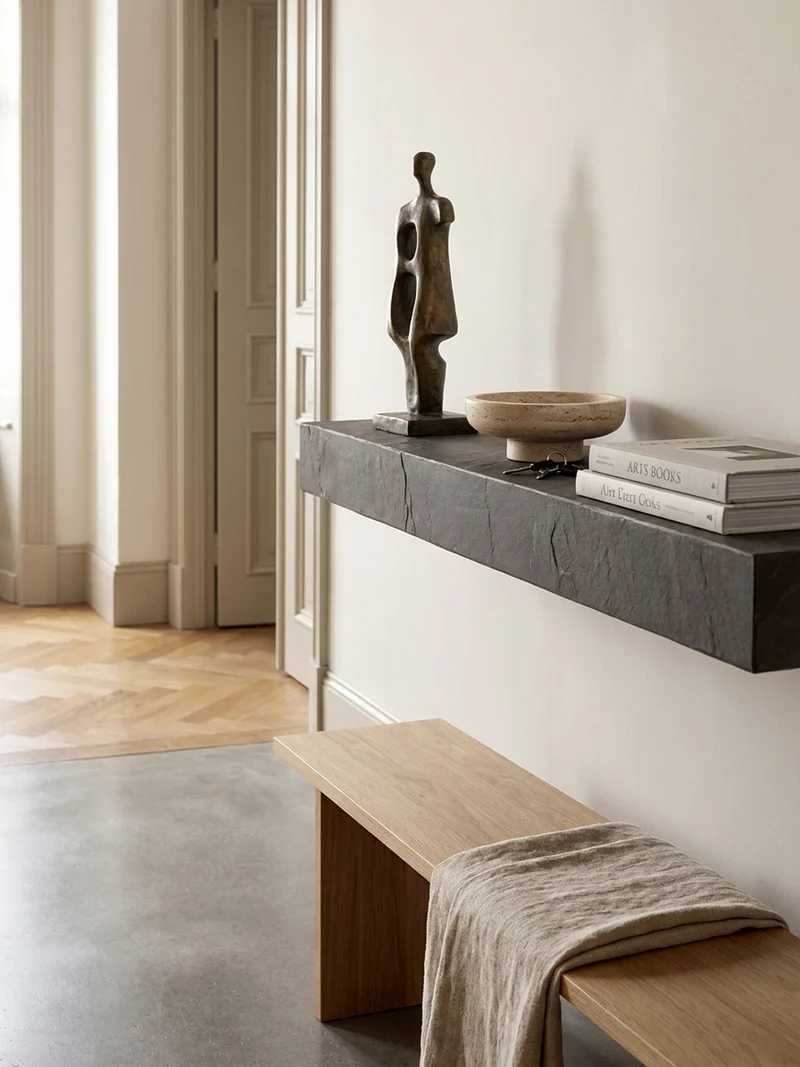 Wandregal Mango Massivholz Steinoptik Rechteckig Modern