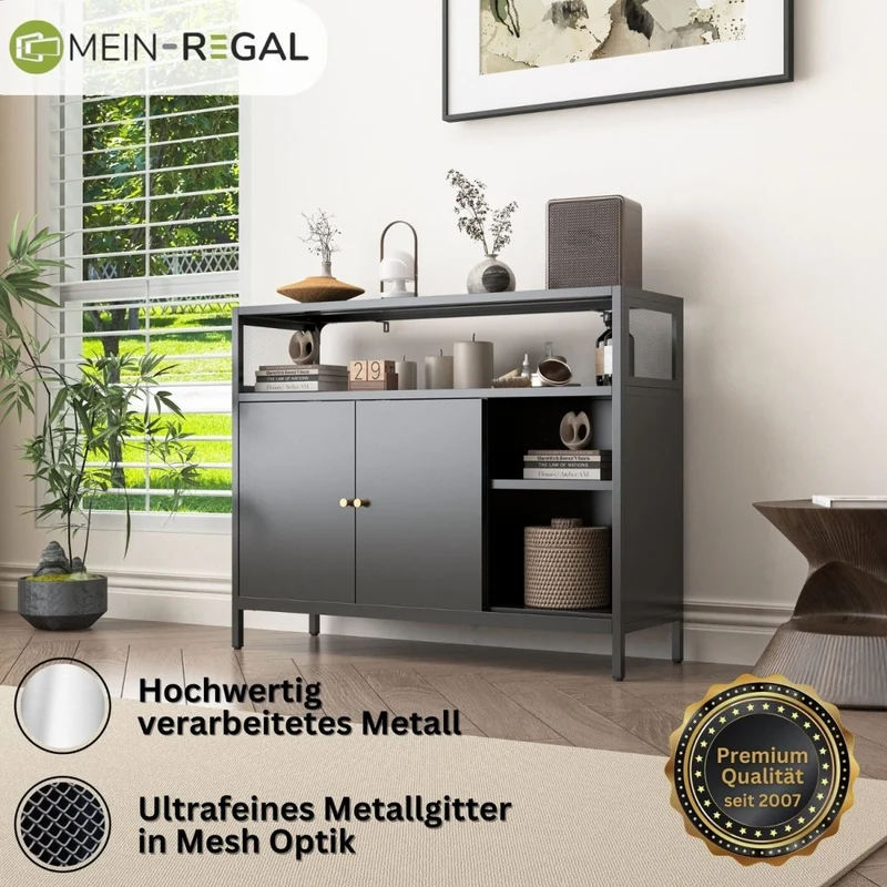 Mein-Regal Sideboard Mesh mit Schiebetüren