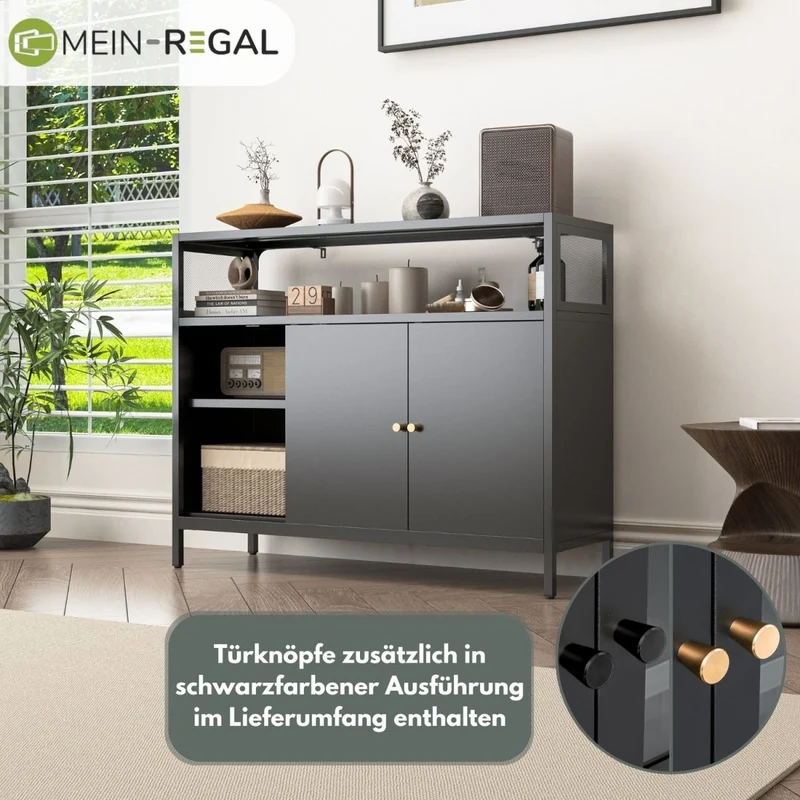 Mein-Regal Sideboard Mesh mit Schiebetüren