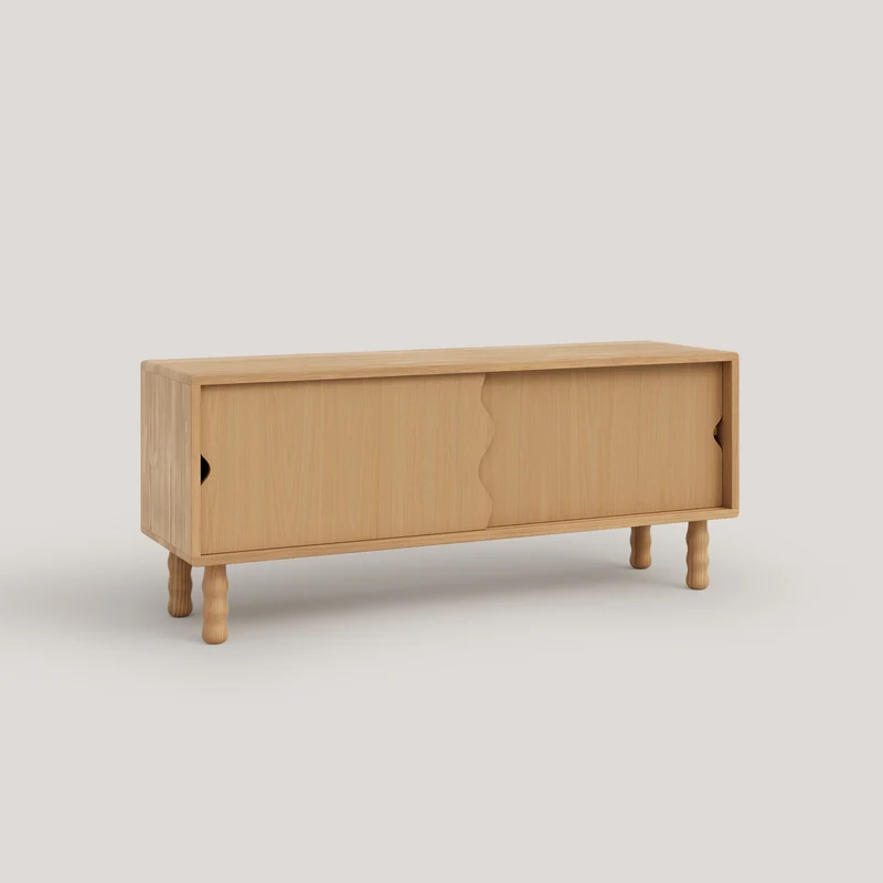 Moreta TV stand in solid wood with 2 doors 120 cm